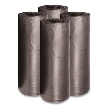 Low-Density Waste Can Liners, 60 gal, 0.65 mil, 38" x 58", Black, Perforated Roll, 25 Bags/Roll, 4 Rolls/Carton