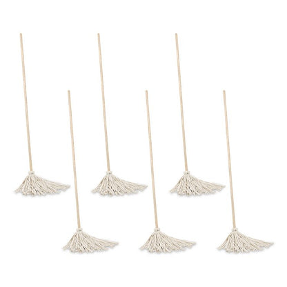 Handle/Deck Mops, #12 White Cotton Head, 48" Natural Wood Handle, 6/Pack