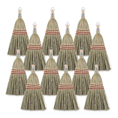 Corn Whisk Broom, Corn Fiber Bristles, 9" Bristle Length, Yellow, 12/Carton