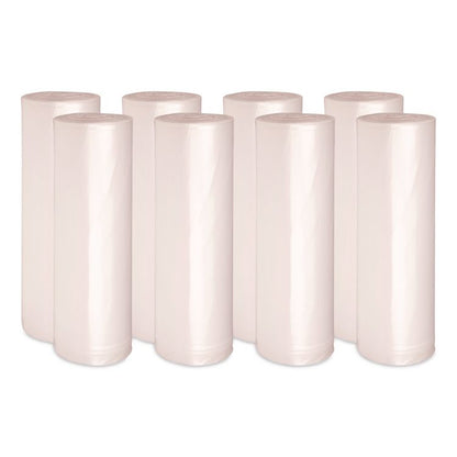 High-Density Can Liners, 60 gal, 11 mic, 38" x 58", Natural, Perforated Roll, 25 Bags/Roll, 8 Rolls/Carton