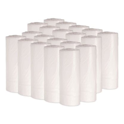 Low-Density Waste Can Liners, 10 gal, 0.4 mil, 24" x 23", White, Perforated Roll, 25 Bags/Roll, 20 Rolls/Carton