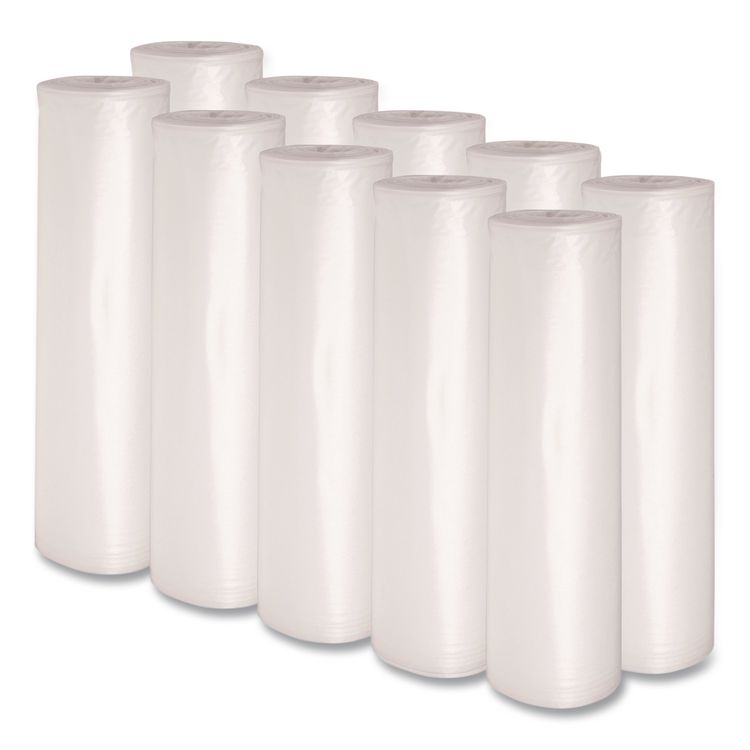 Recycled Low-Density Polyethylene Can Liners, 56 gal, 1.4 mil, 43" x 47", Clear, Perforated, 10 Bags/Roll, 10 Rolls/Carton