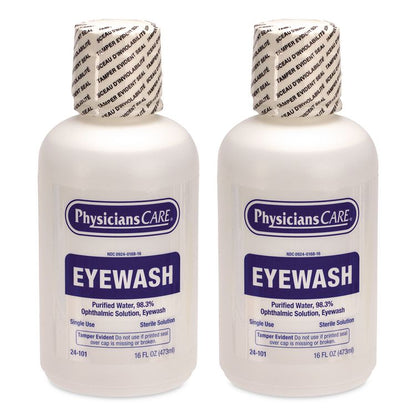 Emergency Eyewash Station, 16 oz Bottle, 2 Bottles/Station