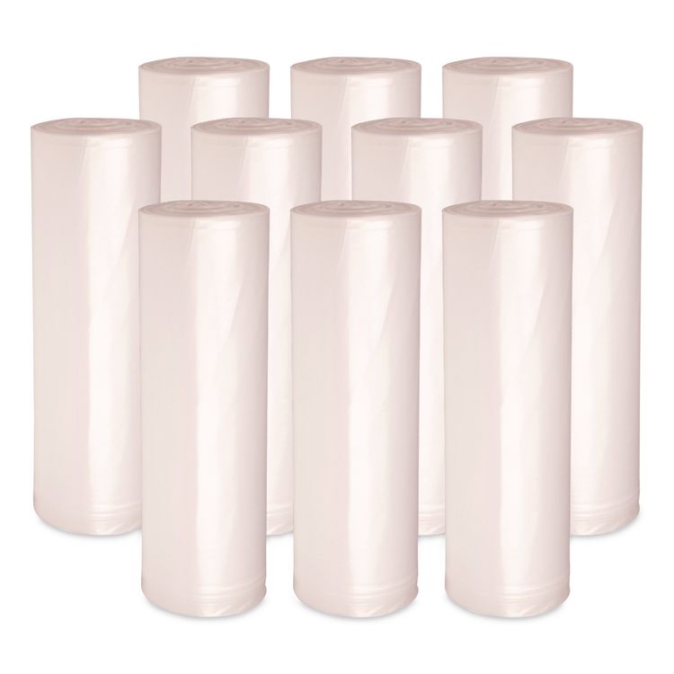 High-Density Can Liners, 33 gal, 14 mic, 33" x 38", Natural, Perforated Roll, 25 Bags/Roll, 10 Rolls/Carton