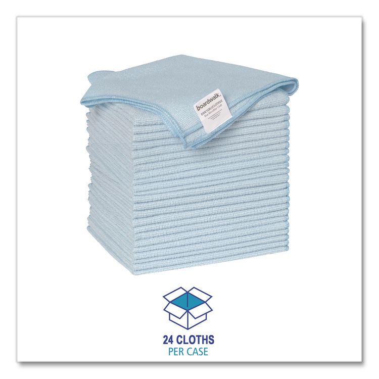 Microfiber Cleaning Cloths, 16 x 16, Blue, 24/Pack