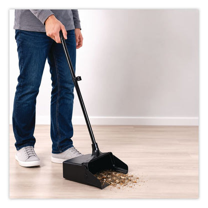 Lobby Dust Pan, 11.75 x 37, 34" Handle, Plastic/Aluminum, Black