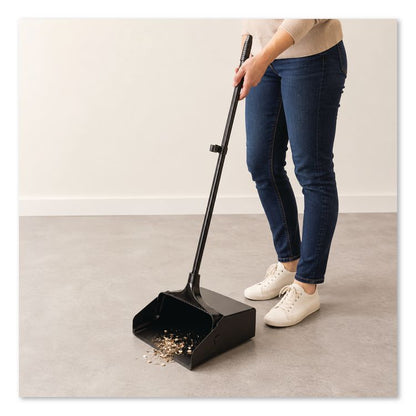 Lobby Dust Pan, 11.75 x 37, 34" Handle, Plastic/Aluminum, Black