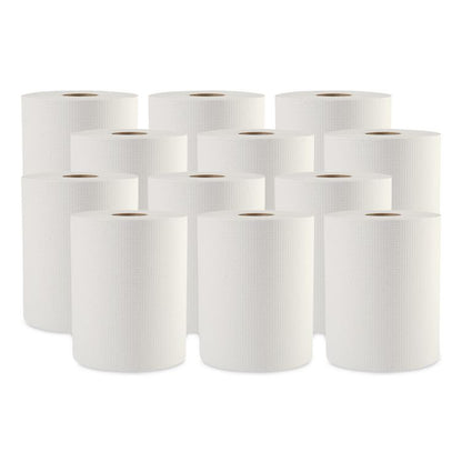 Hardwound Paper Towels, 1-Ply, 8" x 600 ft, White, 2" Core, 12 Rolls/Carton