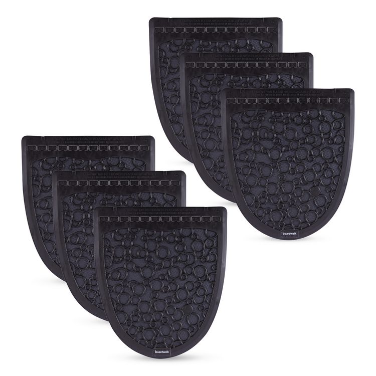 Disposable Urinal Floor Mat 2.0, Shield-Shaped, Black/Gray Slip-Resistant Surface, 17.5" x 20", 6/Carton