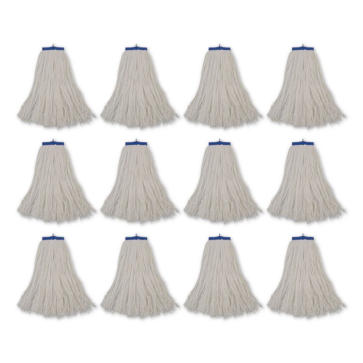Cut-End Lie-Flat Wet Mop Head, Rayon, 16 oz, White, 12/Carton