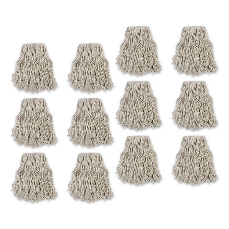 Banded Cotton Mop Head, #24, White, 12/Carton