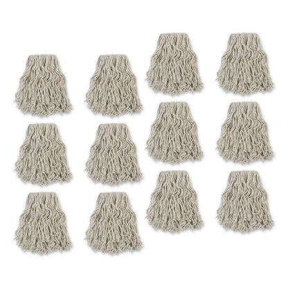 Banded Cotton Mop Head, #24, White, 12/Carton