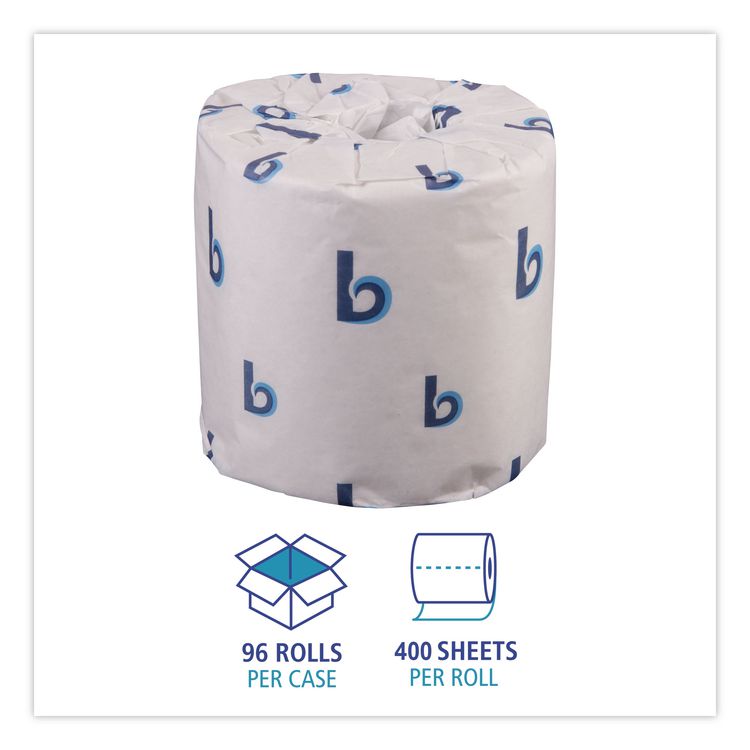 Two-Ply Toilet Tissue, Septic Safe, White, 400 Sheets/Roll, 96 Rolls/Carton