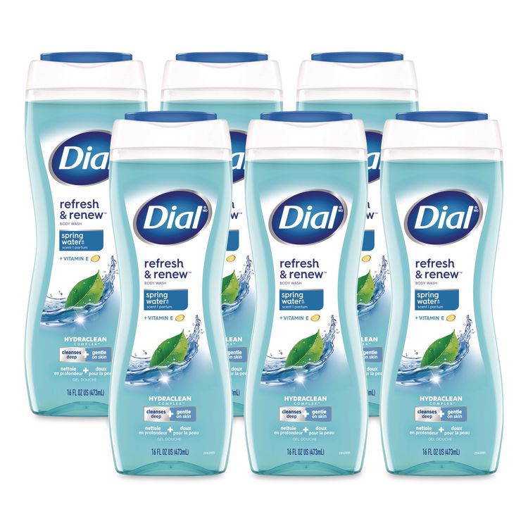 Body Wash, Spring Water Scent, 16 oz, 6/Carton