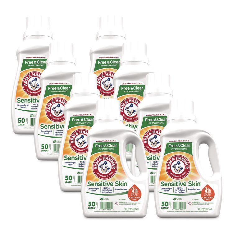 HE Compatible Liquid Detergent, Unscented, 50 Loads, 50 oz Bottle, 8/Carton