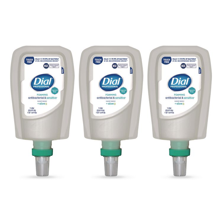 Antibacterial and Sensitive Foaming Hand Wash Refill for FIT Touch Free Dispenser, Fragrance-Free, 1 L, 3/Carton