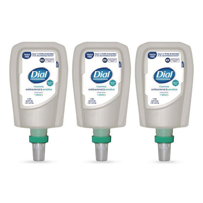 Antibacterial and Sensitive Foaming Hand Wash Refill for FIT Touch Free Dispenser, Fragrance-Free, 1 L, 3/Carton