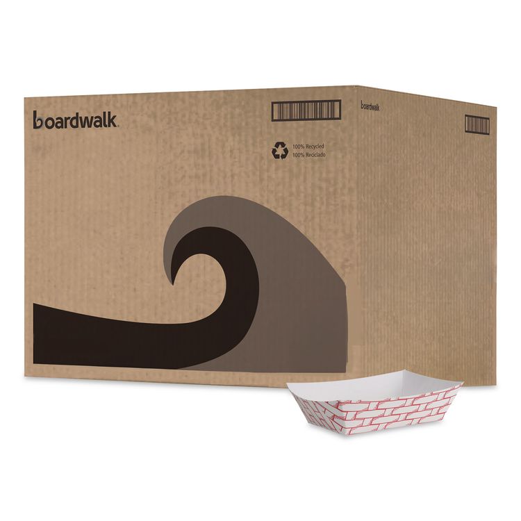 Paper Food Baskets, 2 lb Capacity, Red/White, 1,000/Carton