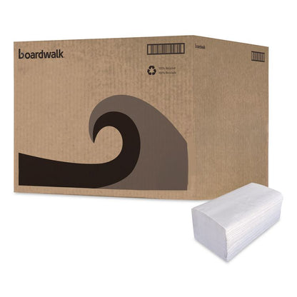 Boardwalk Green Single-Fold Towels, 1-Ply, 9.13 x 10.25, Natural White, 250/Pack, 16 Packs/Carton