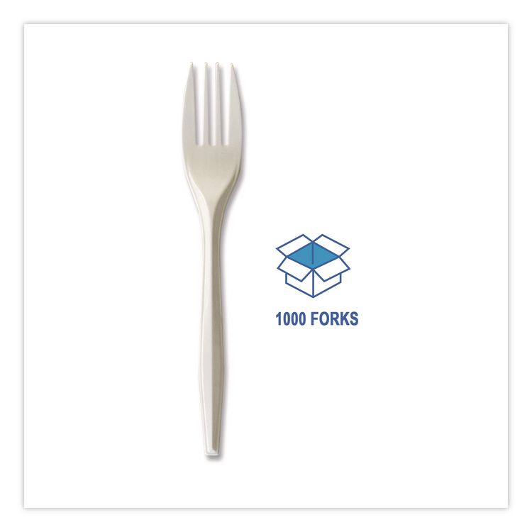 Mediumweight Wrapped Polypropylene Cutlery, Fork, 5.51", Plastic, White, 1,000/Carton