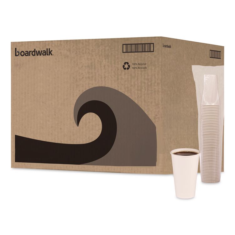 Paper Hot Cups, 16 oz, White, 50/Sleeve, 20 Sleeves/Carton