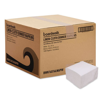 Linen-Feel Flat Napkins, 1-Ply, 16 x 16, White, 1,000/Carton