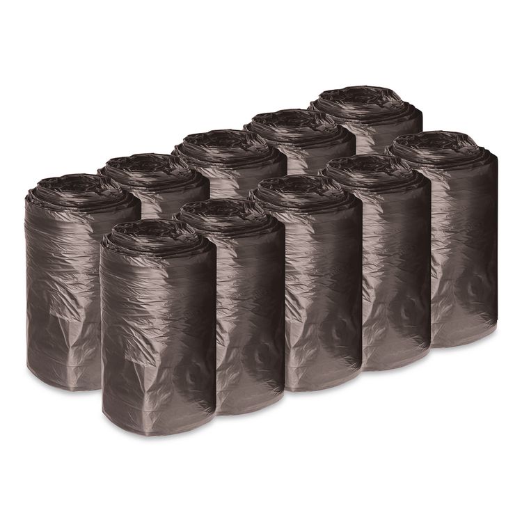 Low-Density Waste Can Liners, 16 gal, 0.35 mil, 24" x 32", Black, Perforated Roll, 50 Bags/Roll, 10 Rolls/Carton