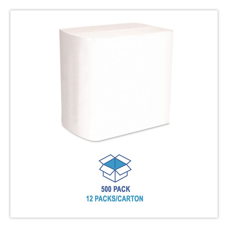 Interfold Napkins, 1-Ply, 8.8 x 6.3, White, 500/Pack, 12 Packs/Carton