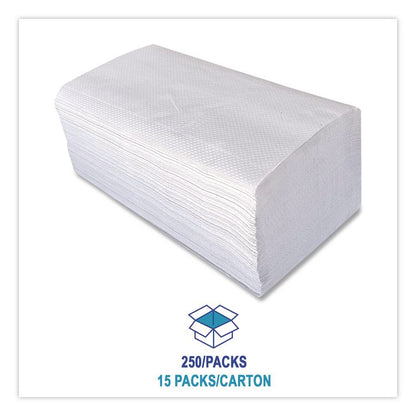 Boardwalk Green Single-Fold Towels, 1-Ply, 9.13 x 10.25, Natural White, 250/Pack, 16 Packs/Carton