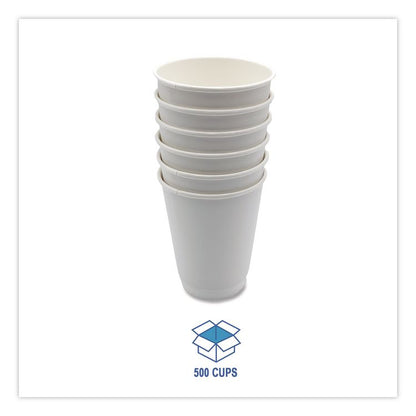 Paper Hot Cups, Double-Walled, 12 oz, White, 500/Carton