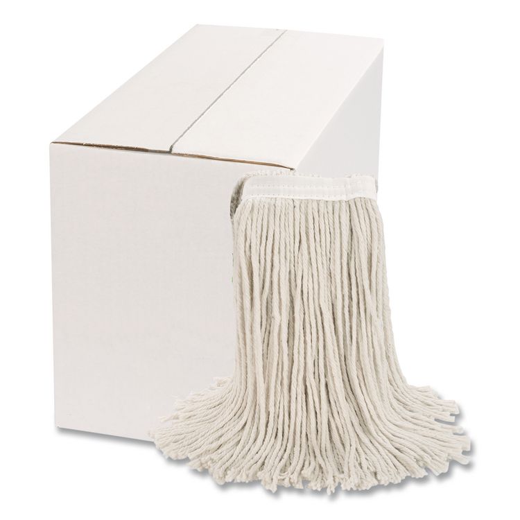 Cut-End Wet Mop Head, Cotton, White, #20, 12/Carton