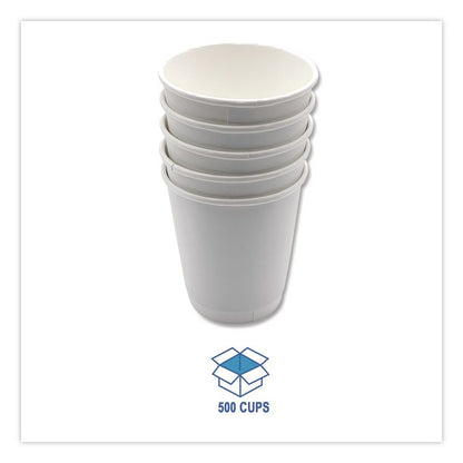 Paper Hot Cups, Double-Walled, 10 oz, White, 500/Carton