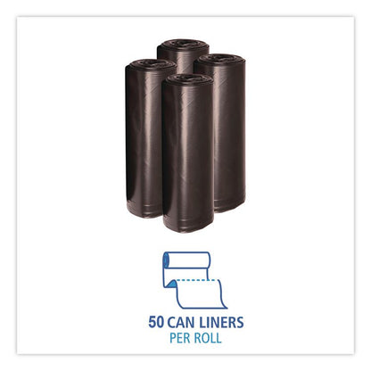 Reprocessed Resin Can Liners, 60 gal, 1.2 mil, 38 x 58, Black, 50 Bags/Carton