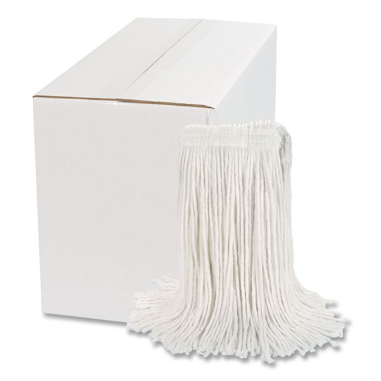 Cut-End Wet Mop Head, Rayon, #24, White, 12/Carton
