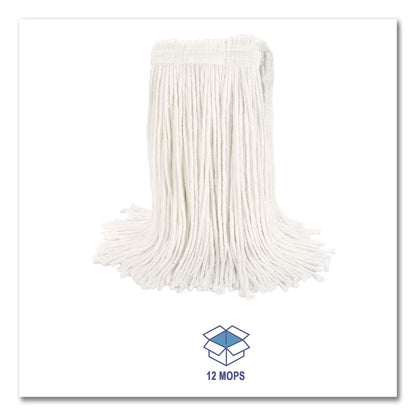 Cut-End Wet Mop Head, Rayon, #24, White, 12/Carton