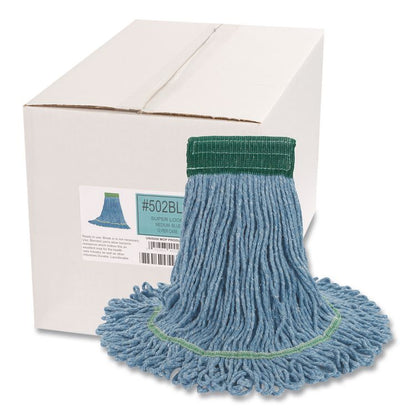 Super Loop Wet Mop Head, Cotton/Synthetic Fiber, 5" Headband, Medium Size, Blue, 12/Carton