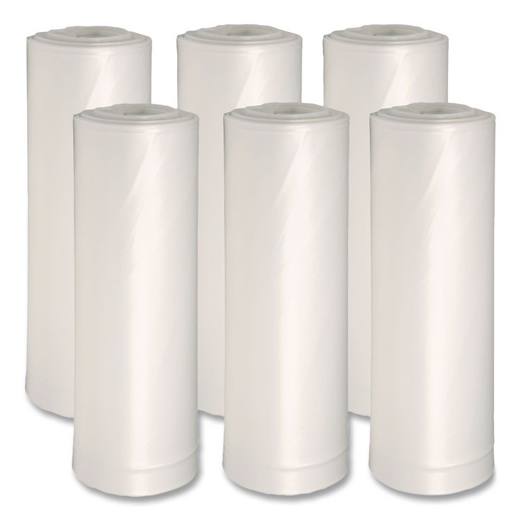 Low-Density Waste Can Liners, 33 gal, 0.6 mil, 33" x 39", White, Perforated Roll, 25 Bags/Roll, 6 Rolls/Carton