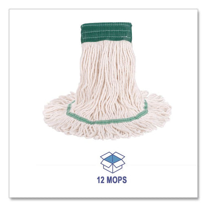 Super Loop Wet Mop Head, Cotton/Synthetic Fiber, 5" Headband, Medium Size, White, 12/Carton