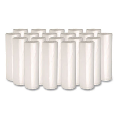 High-Density Can Liners, 10 gal, 6 mic, 24" x 23", Natural, Perforated Roll, 50 Bags/Roll, 20 Rolls/Carton