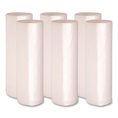 High-Density Can Liners, 60 gal, 19 mic, 38" x 58", Natural, Perforated Roll, 25 Bags/Roll, 6 Rolls/Carton