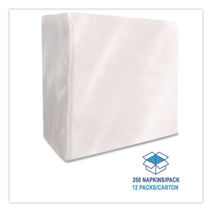 Dinner Napkins, 1-Ply, 16" x 16", White, 250/Pack, 12 Packs/Carton