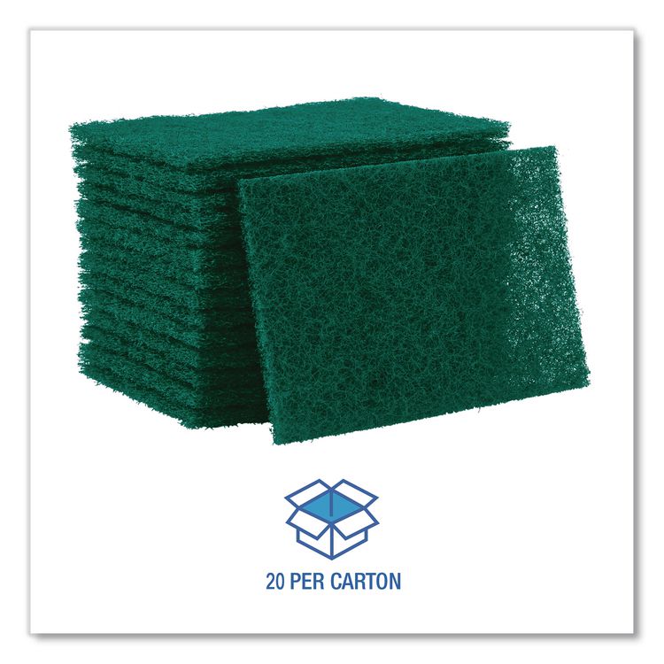 Medium-Duty Scouring Pad, 6 x 9, Green, 20/Carton