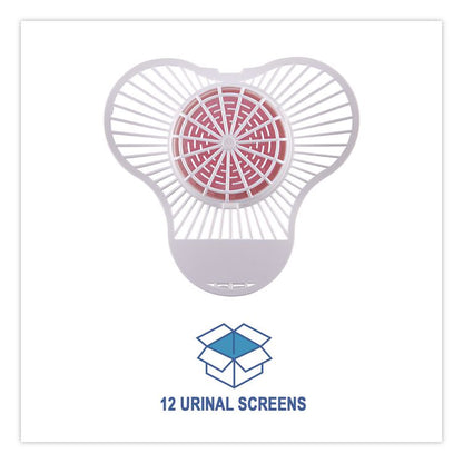 Urinal Screen with Para Deodorizer Block, Cherry Scent, Red/White, 3 oz, 12/Box