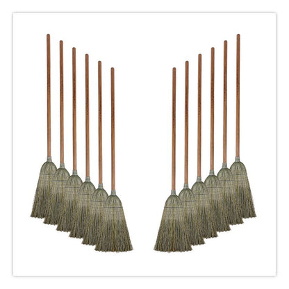 Warehouse Broom, Yucca Corn Fiber Bristles, 56" Overalll Length, Natural, 12/Carton