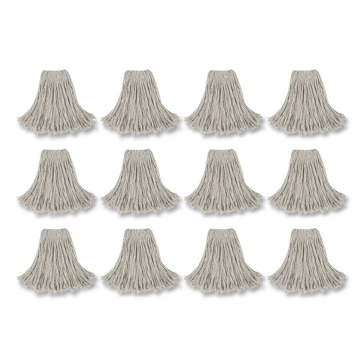 Cut-End Wet Mop Head, Cotton, #24, White 12/Carton