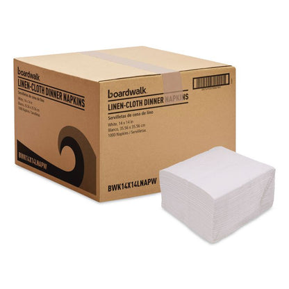 Linen-Feel Flat Napkins, 1-Ply, 14 x 14, White, 1,000/Carton