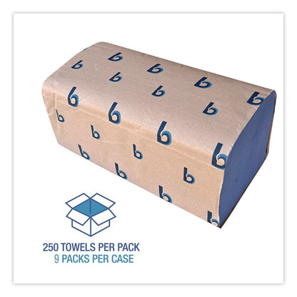 Windshield Paper Towels, 9.05 x 10, Blue, 250/Pack, 9 Packs/Carton