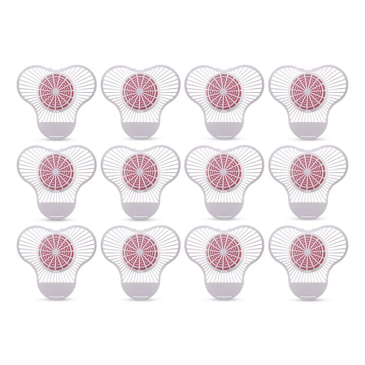 Urinal Screen with Para Deodorizer Block, Cherry Scent, Red/White, 3 oz, 12/Box