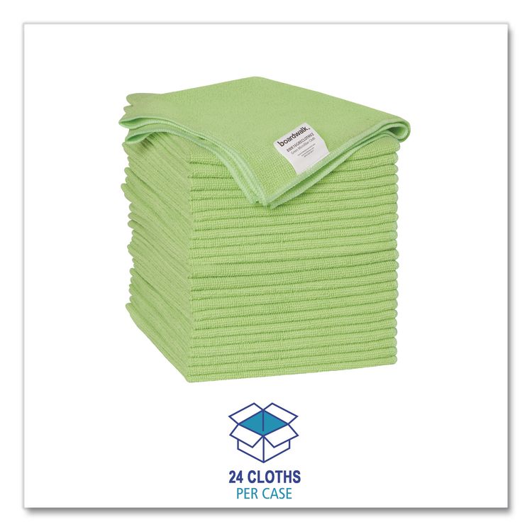 Microfiber Cleaning Cloths, 16 x 16, Green, 24/Pack