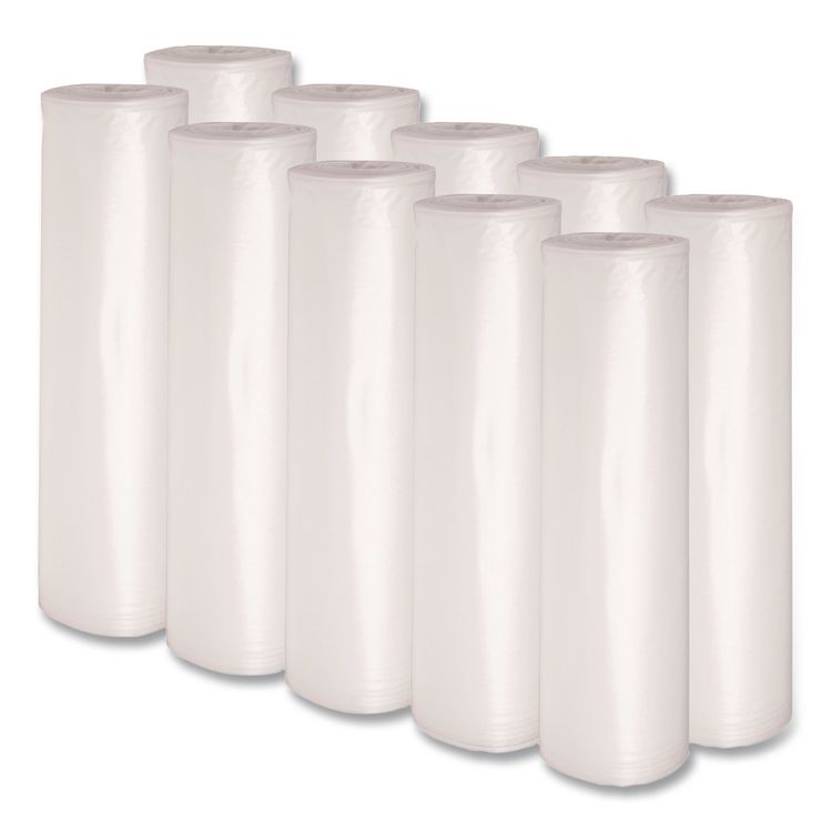 Recycled Low-Density Polyethylene Can Liners, 45 gal, 1.1 mil, 40" x 46", Clear, Perforated, 10 Bags/Roll, 10 Rolls/Carton